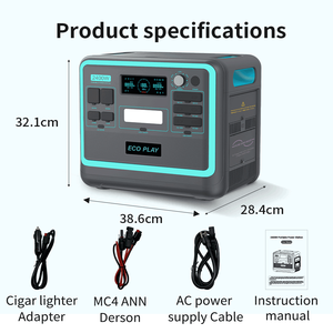 Eco Flay <b>Portable</b> Power Station 2048Wh LiFePO4 Battery 2400W <b>AC</b> Output Fast Charging Pure Sine Wave Inverter - Product Image 6