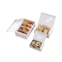 Boîte à lunch carrée en carton blanc pour aliments à emporter Bento Récipient alimentaire à emporter Boîtes d'emballage alimentaire en forme de pyramide en carton