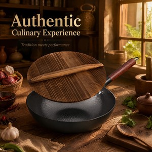 Authentic Hand Hammered Chinese Wok with Traditional Wooden Lid - Product Image 6