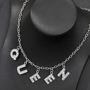 Septwinsti — collier de luxe brillant en Zircon cubique CZ, pendentif ras du cou avec lettre et initiales, en acier inoxydable, 2020 - Product Image 5