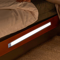 Lampu LED Sensor Gerak Nirkabel USB Magnetik untuk Laci di Bawah Kabinet, Lampu Malam