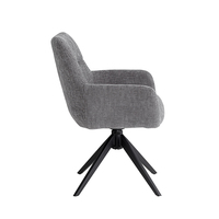 Fauteuil de salle à manger pivotant en tissu texturé vert olive, chaise d'appoint moderne rembourrée avec base en métal noir