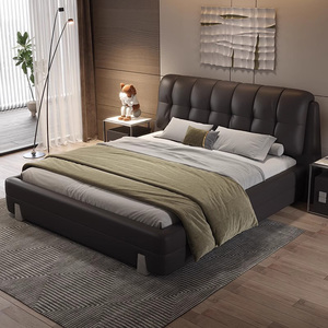 Italiaanse Luxe Kingsize Tweepersoonsbed Van Hoge Kwaliteit Ecologisch Lederen Hoofdeinde Moderne Koningin Slaapkamermeubels Afgeprijsd - Product Image 3