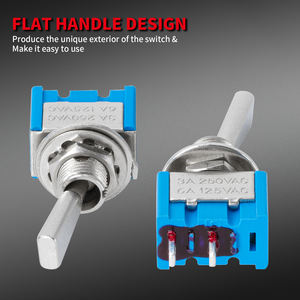 Interrupteur à bascule miniature en métal à poignée plate marche/arrêt 6 mm 2 broches SPST avec 2 bornes à souder - Product Image 6