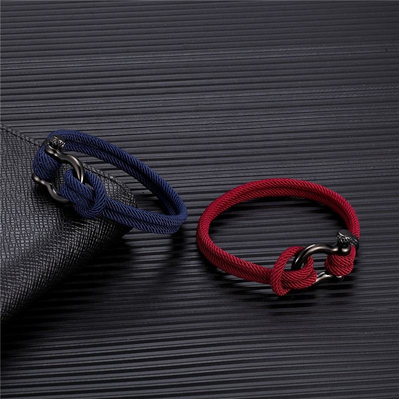 Bracciale Da Uomo Semplice In Pelle Incrociata Vintage In Acciaio Inossidabile Intrecciato Blu Nero Polsino Amuleto Gioielli Fatti A Mano Di Preghiera Cristiana - Foto 8