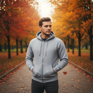 Sweat-shirt à capuche zippé vert personnalisé de haute qualité pour homme, respirant, pour l'automne, avec motif brodé, 100 % coton - Product Image 3