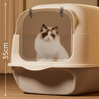 Bac à litière pour chat en plastique grand format, couvert et fermé, accessoires pour animaux de compagnie, vente en gros