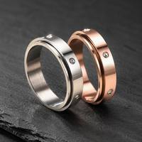 Bague classique en acier inoxydable, texture à pois, bande facettée, bijoux unisexes étincelants, cadeau