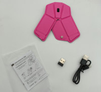 MOMO TECH Mouse Nirkabel Ultra Tipis Logo Kustom USB Gaming LED Ergonomis 3D untuk Tangan Kanan, Dapat Dilipat, 2 Tombol, untuk Luar Ruangan & Sekolah