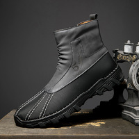 Bottes Martis montantes pour hommes, bottines de randonnée imperméables en cuir microfibre cousues à la main avec fermeture éclair, bottines plates de style occidental