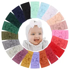 Diadema de Color sólido de talla grande para niña, bandana elástica suave anudada para niña, accesorios para el cabello