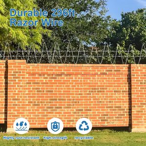 Alambre de Púas Finerelprot en Rollo de 296 pies, Acero Inoxidable Galvanizado, Alambre de Seguridad con Púas para Cercas y Protección - Product Image 4