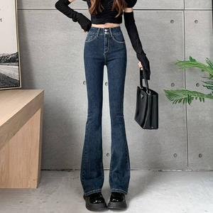 Women's High Waist Straight Leg Jeans Size XL Breathable Denim Bow Crystal Decoration Dark Wash Random Style High Street Animal - Product Image 4