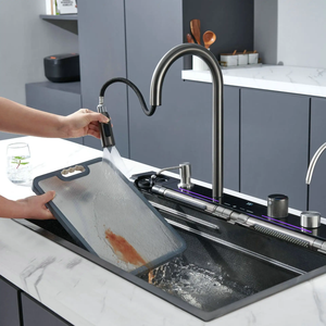 Grifo <span class=keywords><strong>de</strong></span> <span class=keywords><strong>Cocina</strong></span> Inteligente <span class=keywords><strong>de</strong></span> Níquel Cepillado con Rociador Extraíble, Dispensador <span class=keywords><strong>de</strong></span> Jabón y Lavavasos, Pantalla Digital LED, Montaje en Encimera - Product Image 4