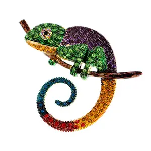 Broche manteau Animal strass mode bijoux émail accessoires ornements 3 couleurs Pick Suit broches grand lézard caméléon broche