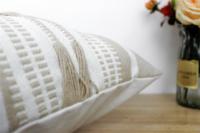Housses de coussin personnalisées douces et unies de luxe, taies d'oreiller de lit, housses de coussin décoratives rayées style bohème couleur sable, vente en gros