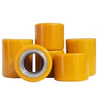 Roues en polyuréthane PU/Nylon jaunes, type plat, roulement à billes, bande de roulement ferme, résistance à l'usure, usage intensif, pour chariots élévateurs manuels et électriques
