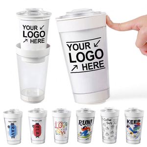 Custom Free-standing Cup With Logo Wholesale Double-insulated Non-standing Cup 500ml Detachable DIY Advertising Cup - Product Image 1