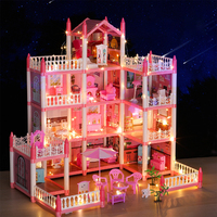 Cadeau d'anniversaire pour enfants, jouet de simulation de scène, maison de poupée DIY, château de rêve de princesse, villa familiale pour filles avec lumière