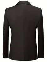Jas Pria Slim Fit Gaya Amerika untuk Bisnis, Desain Kancing V-neck, Lengan Panjang, Bahan Campuran Polyester Viscose yang Bernapas