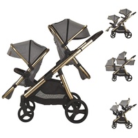 Poussette double tandem pliable haut de gamme 3 en 1 pour jumeaux, berceau, landau et poussette de voyage pour bébés et nourrissons