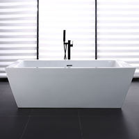 Baignoire autoportante pour adultes, usage hôtelier, 1,7 m, rectangulaire, blanche, 100 % acrylique, design traditionnel, drain complet, CUPC