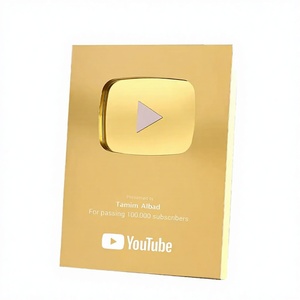 Trofeo de Metal Personalizado, Medalla, Placa de Premio, Regalo con Botón de Reproducción, Premios de <span class=keywords><strong>YouTube</strong></span> en Plata y Oro, Regalos de Bienvenida al por Mayor - Product Image 3