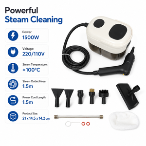 เครื่องทำความสะอาดไอน้ำแรงดันสูง 1500W แบบพกพา OEM ODM 3 บาร์ 1400 มล. อเนกประสงค์ สำหรับใช้ในบ้าน รถยนต์ และทำความสะอาดพื้น - Product Image 3