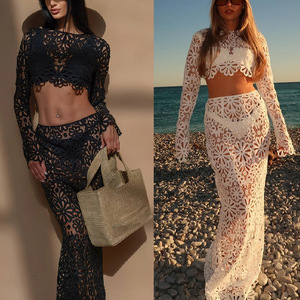 Autumn Collection New Style European-style Fitted Sheer Lace Top and Midi Skirt Two-<b>piece</b> <b>Set</b> - Product Image 4