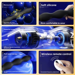 Plug Anale con Perline, Vibratore E-Stim a 10 Modalità, Telecomando Ricaricabile Impermeabile, Giocattolo Sessuale Unisex per Donne e Uomini - Product Image 2
