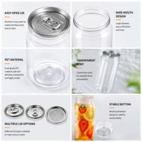 Bouteille en plastique PET de qualité alimentaire 250 ml 500 ml, boîte vide pour boissons avec couvercle à anneau facile à ouvrir pour l'emballage de jus, de lait, de thé