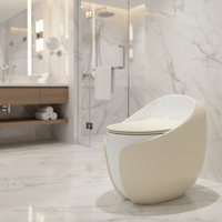 Sanitaires faciles à nettoyer, à poser au sol, vente chaude, chasse d'eau siphonique super puissante Tornado, forme d'œuf, couleur kaki, toilettes monobloc pour salle de bain