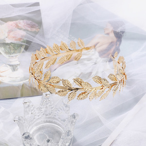 Serre-tête Orné de Feuilles Dorées Électroplaquées Style Baroque Vintage Tendance pour <span class=keywords><strong>Mariée</strong></span> - Product Image 3