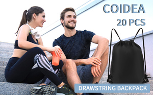 Custom <b>Drawstring</b> <b>Backpack</b> Unisex Polyester Gym Bag With Rope Handles Convenient Closure Black Color - Product Image 6