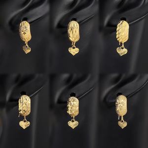 JXX Wholesale 24K Gold Plated Chunky Heart Drop <b>Earrings</b> Classic Vintage Style Vintage <b>Fashion</b> Jewelry <b>Hoops</b> Made of Brass - Product Image 1