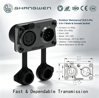 Outdoor 2-XLR 5-Polig Stecker/Buchse Metall AV XLR 5-Pol Steckverbinder 5-Pin Einbau-XLR-Buchse Outdoor AV-Ausrüstung IP65