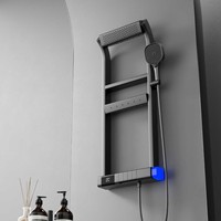 Panneau de Douche Colonne Tour SPA Murale Multifonction en Laiton avec Système de Massage et Pluie, Éclairage LED