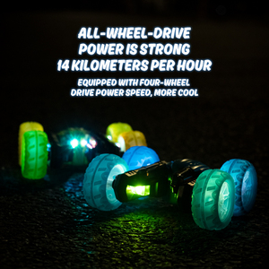 2,4G Flowering Dazzling Letter Led Light up Ruedas superiores e inferiores Control remoto de doble cara Escalada Stunt Toy Car 360 Flip - Product Image 5
