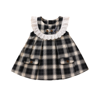Nouvelle Robe Enfant Sans Manches à Carreaux Original Col Dentelle Coupe Évasée Vêtement Quotidien Enfant Vente en Gros OEM Personnalisé Pour Fillettes