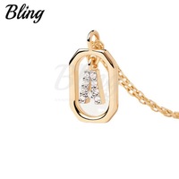 BLING 2024 Perhiasan Grosir Kalung Zirkon Liontin 26 Huruf A-Z Charm Perak 925 Lapis Emas 18K Perhiasan untuk Wanita