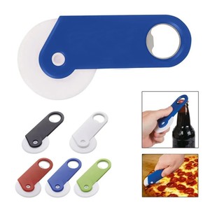Coupe-pizza <span class=keywords><strong>rond</strong></span> avec ouvre-bouteille, manche long, petit couteau à pizza multifonctionnel en plastique PP et outil de pâtisserie - Product Image 1