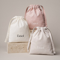 Pochette à cordon en coton doux de qualité supérieure avec logo personnalisé, résistante à la poussière, pour le rangement de bijoux et cosmétiques, emballage OEM Estsol