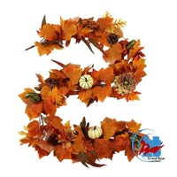 Guirlandes et décorations artificielles d'automne pour fenêtres et portes, avec feuilles d'érable, citrouilles et fleurs, pour Thanksgiving