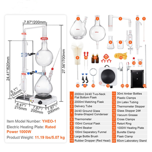 שמן אתרי מפריד החילוץ מכשיר זיקוק קיטור ניסיוני ציוד זכוכית 2000 מ "ל עיבוי גראהם - Product Image 6