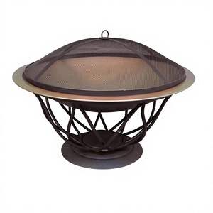 Indoor & Outdoor Copper Fire Pit with Black Iron Stand for Home & Garden - Product Image 1