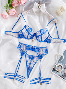 Completo Set Lingerie Sexy Ricamata Trasparente con Reggicalze e Anello per Gamba Tre Pezzi da Donna - Collezione Primavera 2026 Onlyfans 1631 - Product Image 6