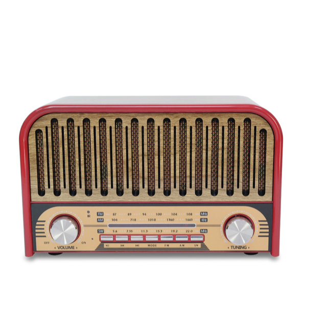 HS-3124 Classic Style Vintage Radio AM/FM Built-In Speaker 3 Band Rechargeable Retro Radio with Remote