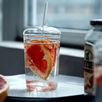 Gobelet en verre borosilicaté moderne de 450ml avec couvercle et paille pour jus, thé au lait, smoothie, gobelet personnalisable pour Boba Bubble Tea