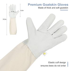 Pomelo New One-Piece Beekeeping Protective <b>Suit</b> with Sheepskin Gloves White Anti-Sting Polyester Beekeeper Jacket & Gloves Set - Product Image 6