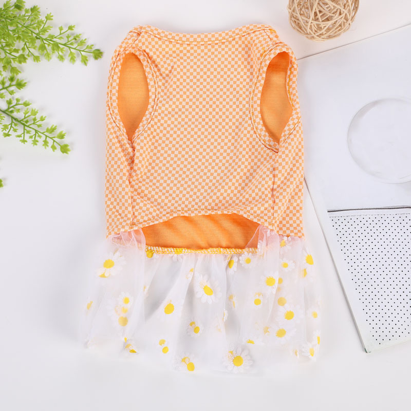 Orange floral tulle skirt